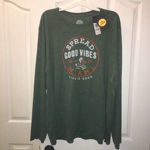 NWT Men’s Life Is Good Miami Hurricanes Shirt